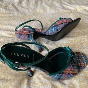 Miu Miu Floral  Open-toe  Tweed Sandal